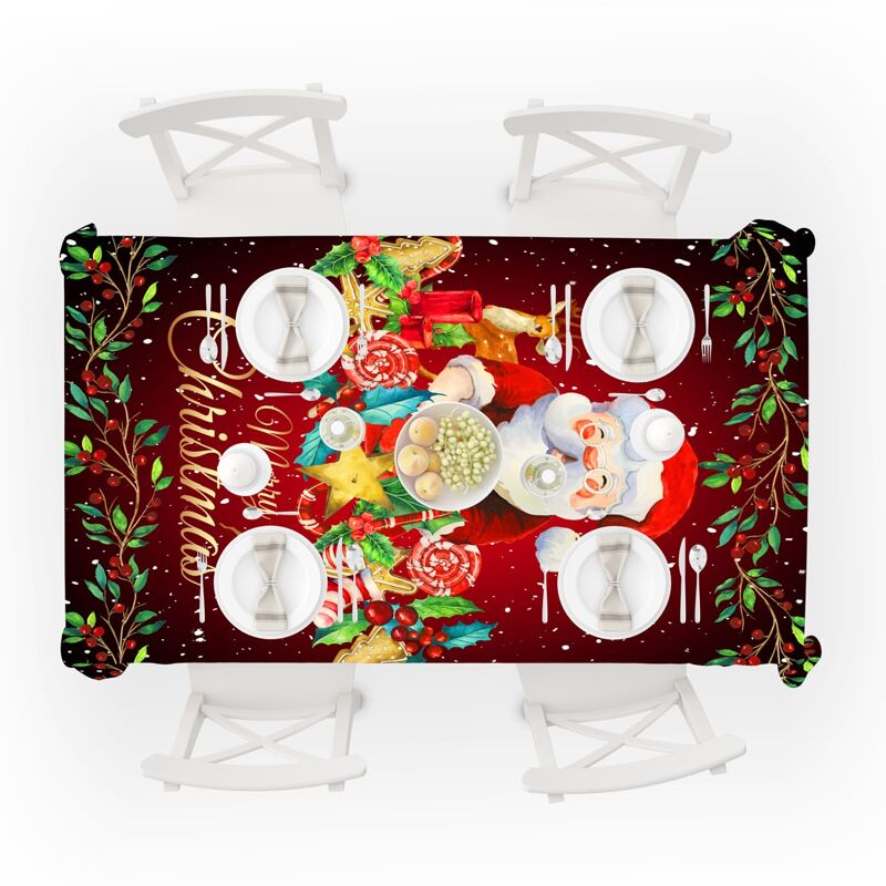 

Santa Claus Print Tablecloth, Multicolor
