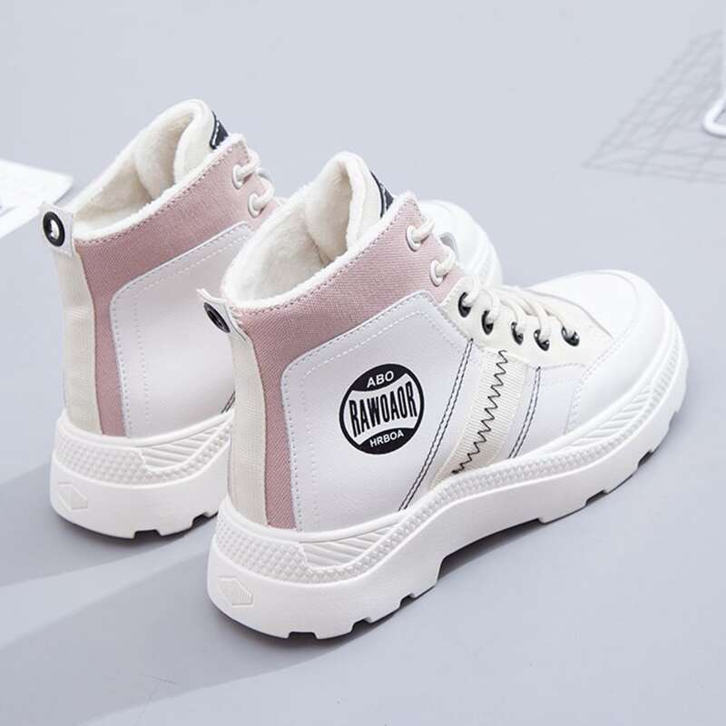 

Letter Lace-up Combat Boots, White