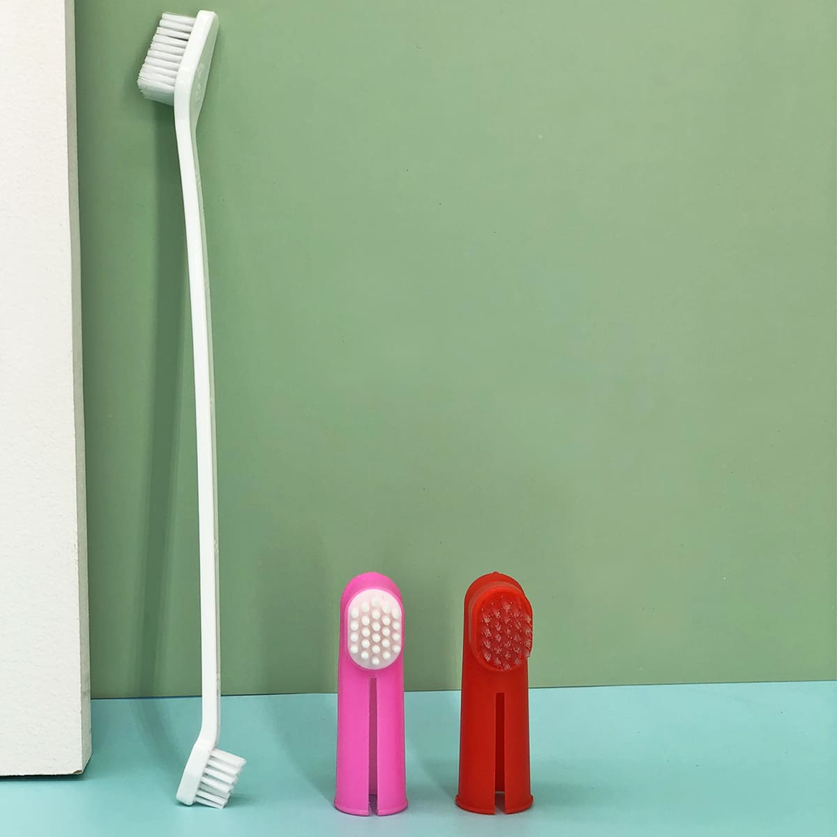 

3pcs Dog Random Dual Head Toothbrush Set, Multicolor