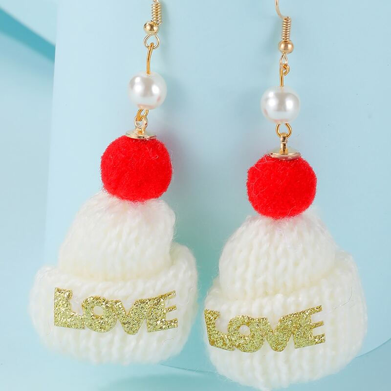 

Christmas Beanie Drop Earrings, Multicolor