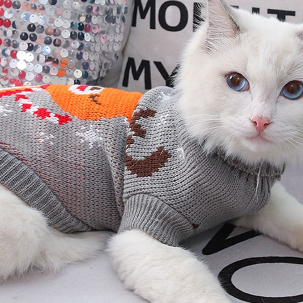

Elk Pattern Cat Sweater, Grey