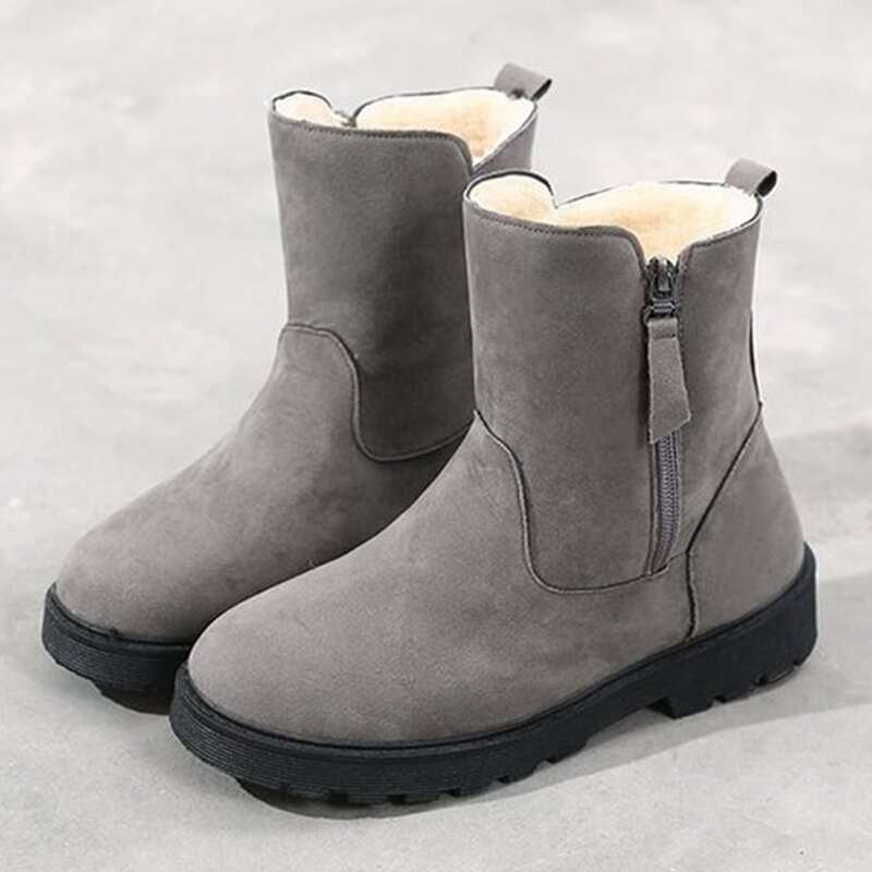 

Solid Side Zip Snow Boots, Grey