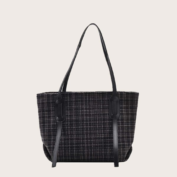 

Braided Design Tote Bag, Black