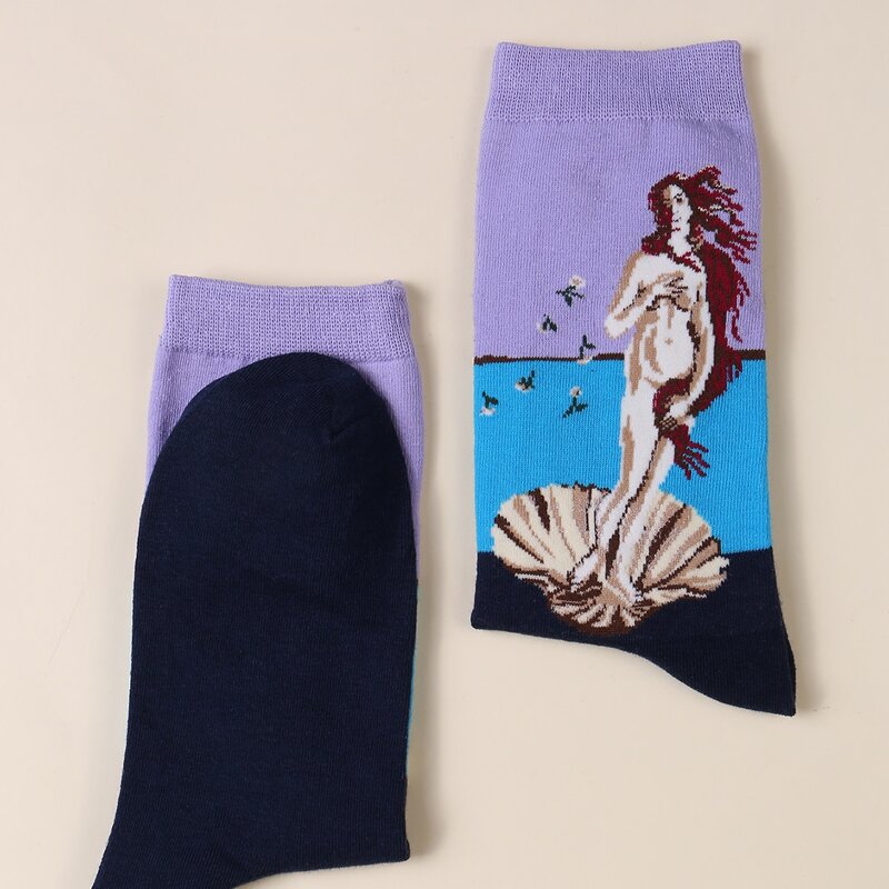 

1pair Figure Print Socks, Multicolor