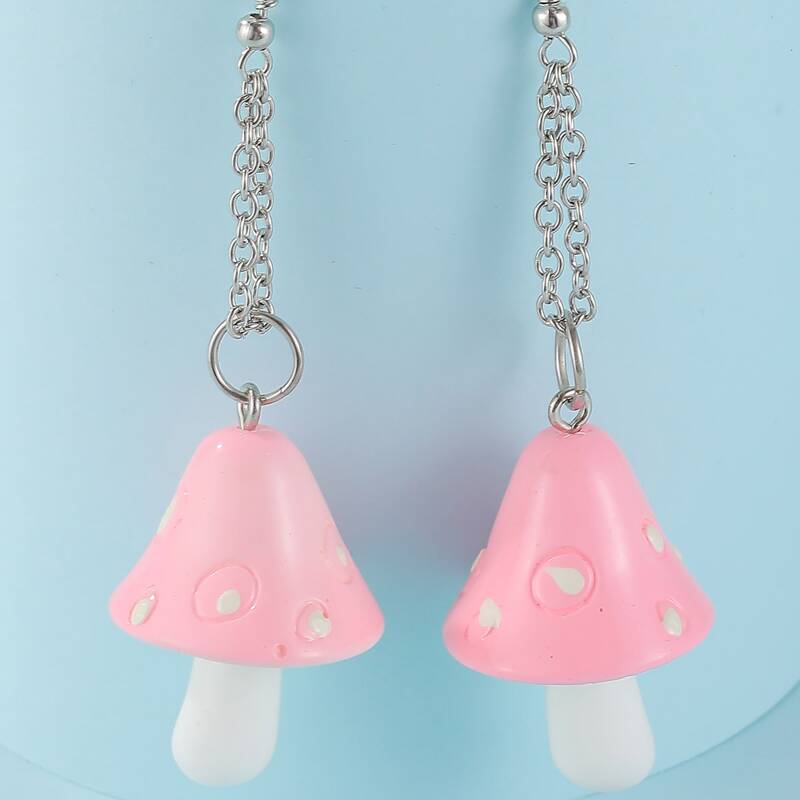 

Mushroom Charm Drop Earrings, Multicolor