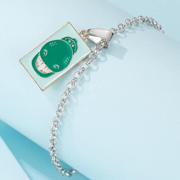 

Dinosaur Design Geometric Charm Bracelet, Multicolor
