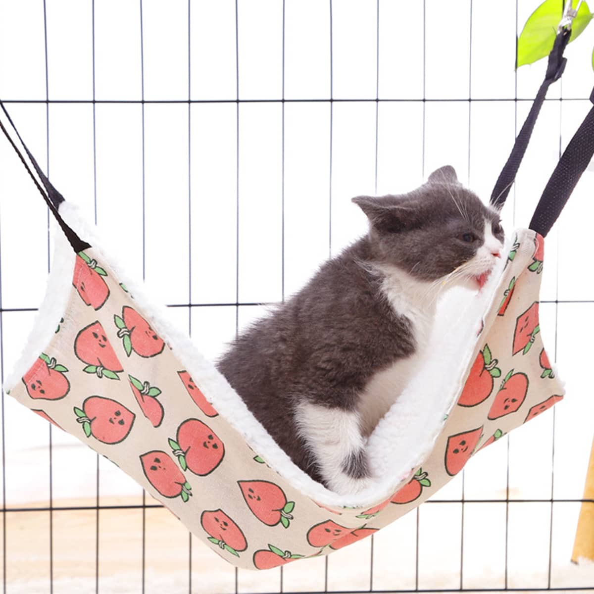 

Peach Print Cat Plush Hammock, Multicolor