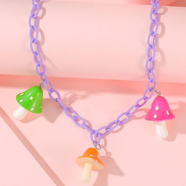 

Mushroom Charm Necklace, Multicolor