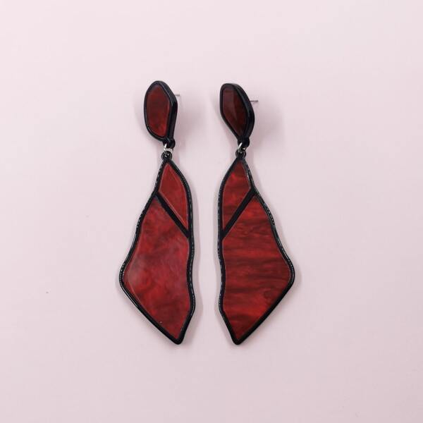 

Geometric Drop Earrings, Red