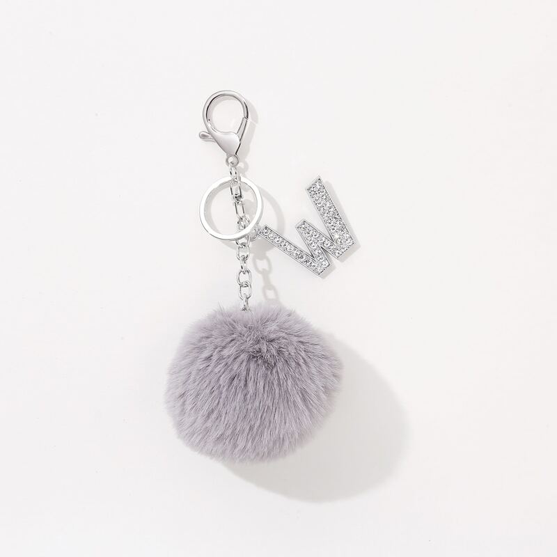 

Pom-pom Pendant Keychain, Grey