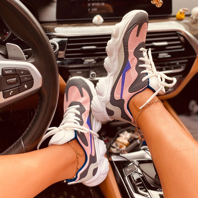 

Lace Up Front Color Block Chunky Sneakers, Multicolor