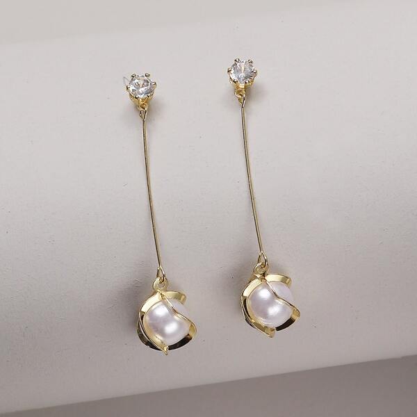 

Faux Pearl Drop Earrings, White