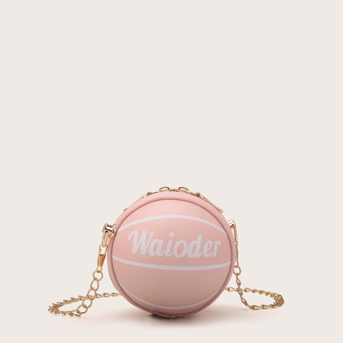 

Mini Letter Graphic Ball Shaped Chain Bag, Pink