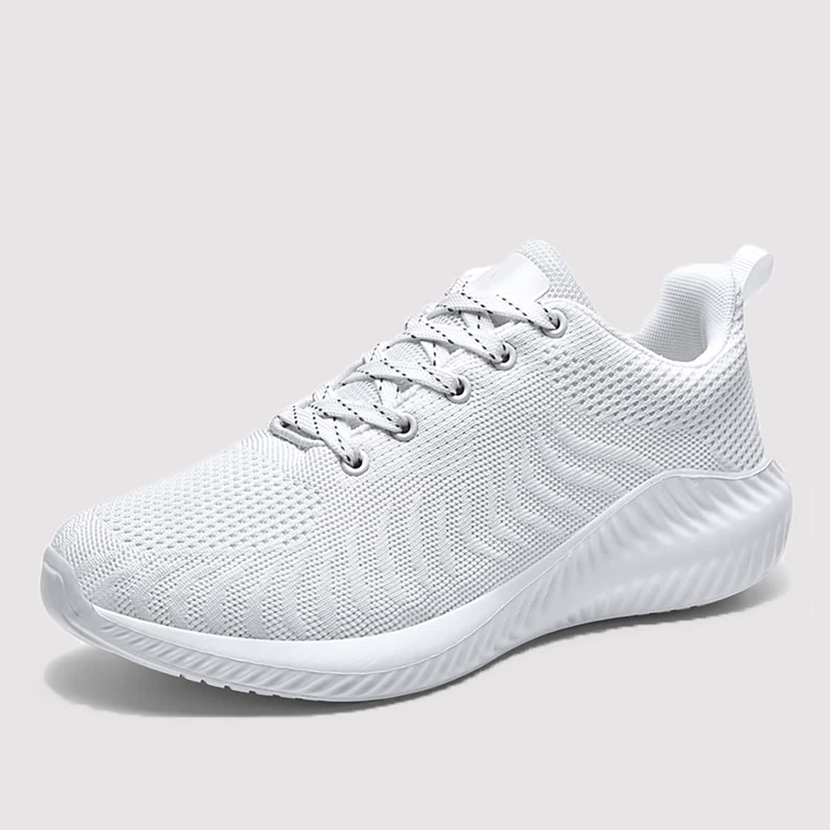 

Guys Lace Up Decor Low Top Knit Sneakers, White