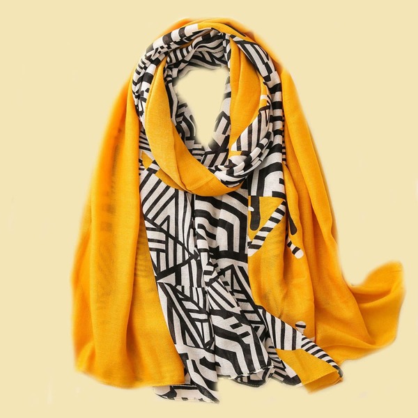 

Color Block Geo Pattern Mesh Scarf, Yellow