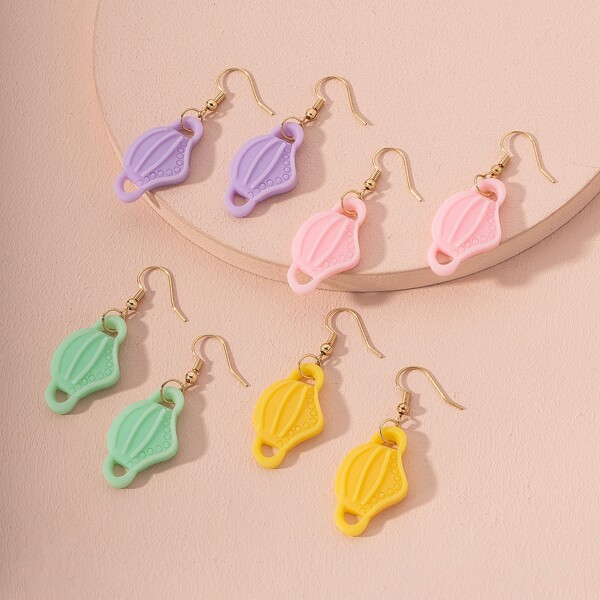 

4pairs Cartoon Drop Earrings, Multicolor