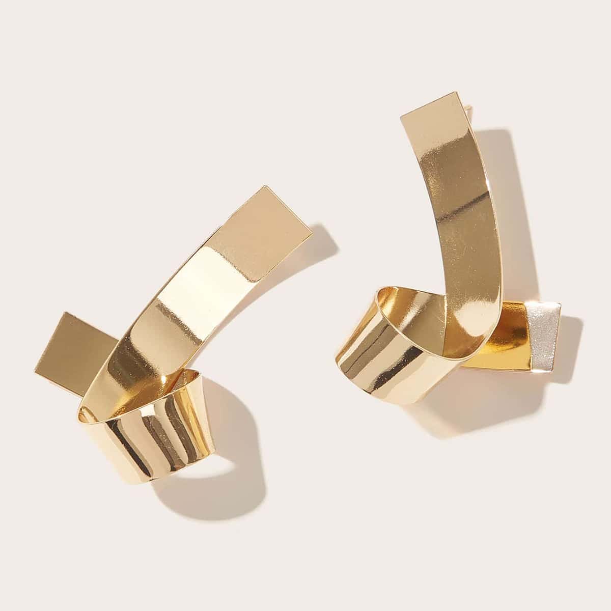 

Twisted Bar Drop Earrings, Gold