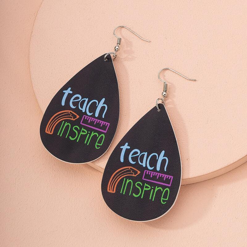 

Letter Design Water Drop Earrings, Multicolor