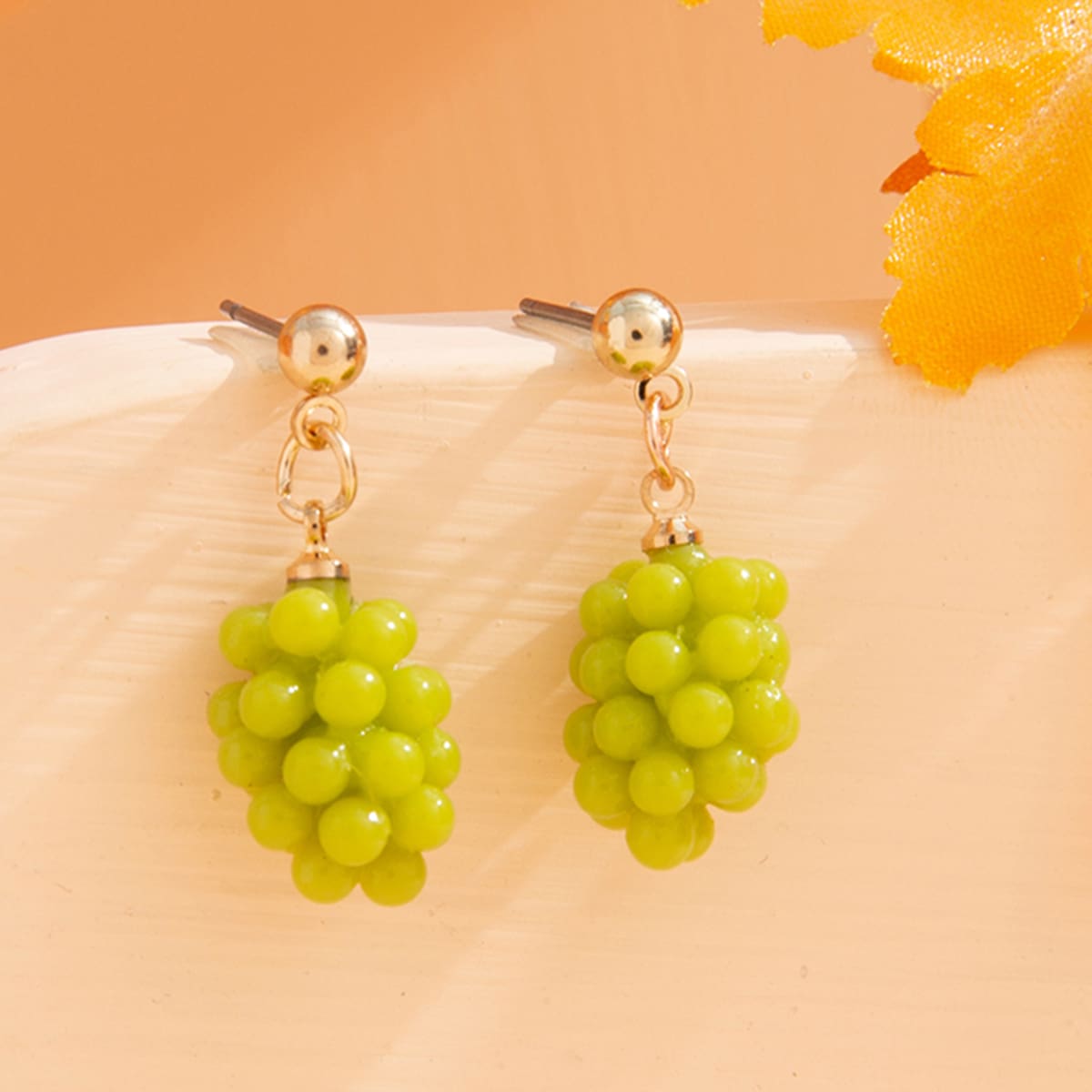 

Grape Drop Earrings, Mint green