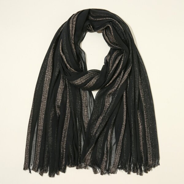 

Glitter Striped Scarf, Black
