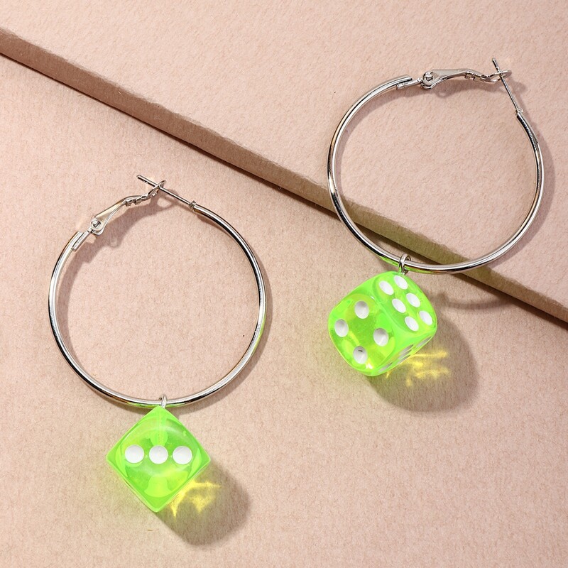 

Dice Drop Earrings, Green