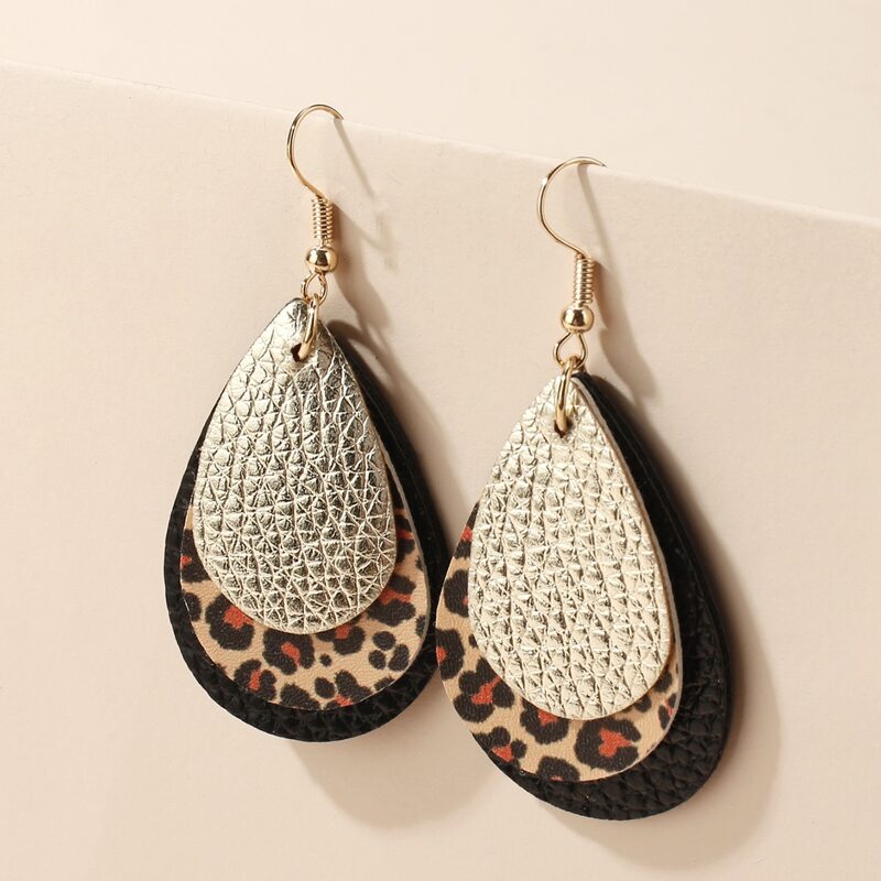 

Leopard Pattern Waterdrop Drop Earrings, Multicolor