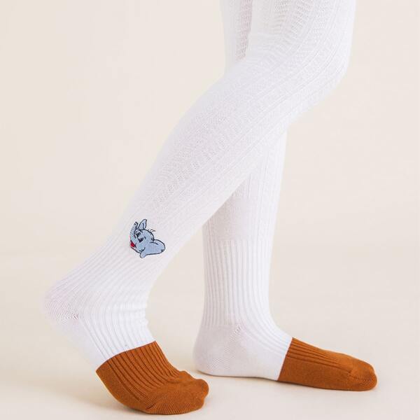 

Toddler Girls Cartoon Graphic Tights, White