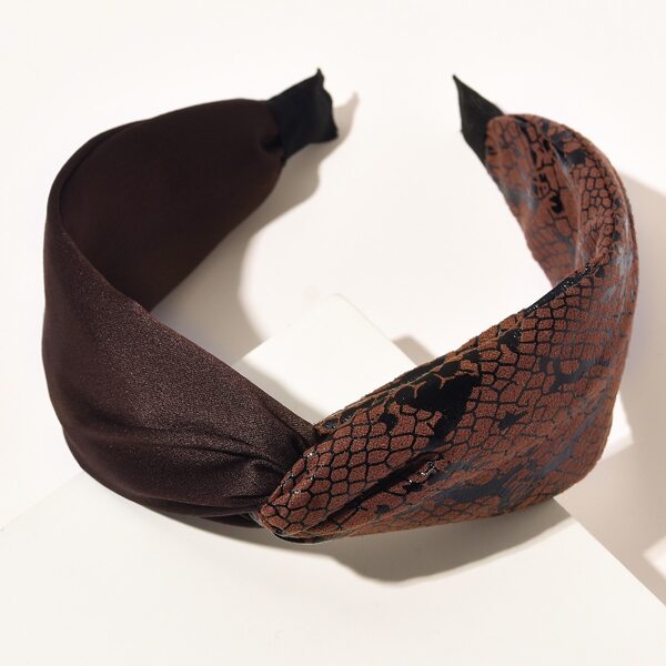 

Snakeskin Print Hair Hoop, Coffee brown