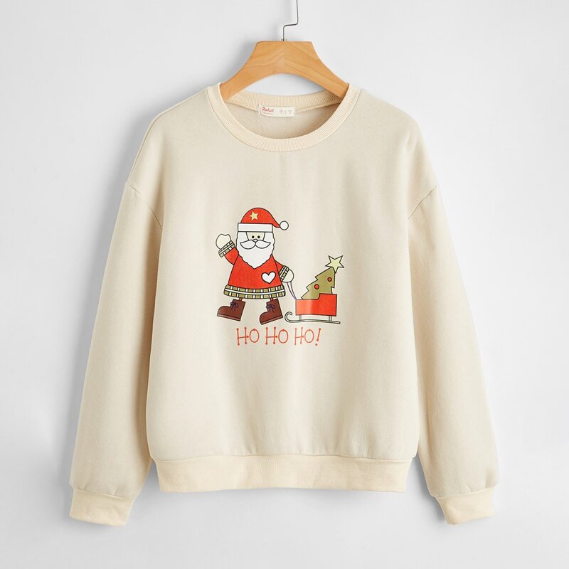 

Christmas Letter Santa Claus Graphic Sweatshirt, Beige