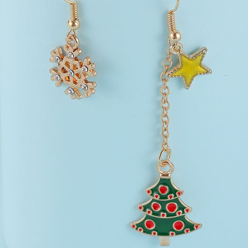 

Christmas Tree Drop Mismatched Earrings, Multicolor