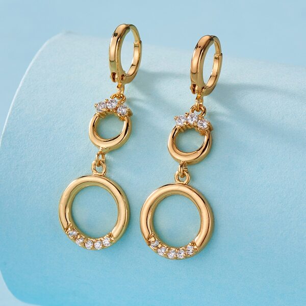 

Rhinestone Decor Round Drop Earrings, Gold