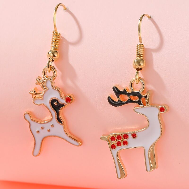 

Christmas Elk Drop Mismatched Earrings, Multicolor