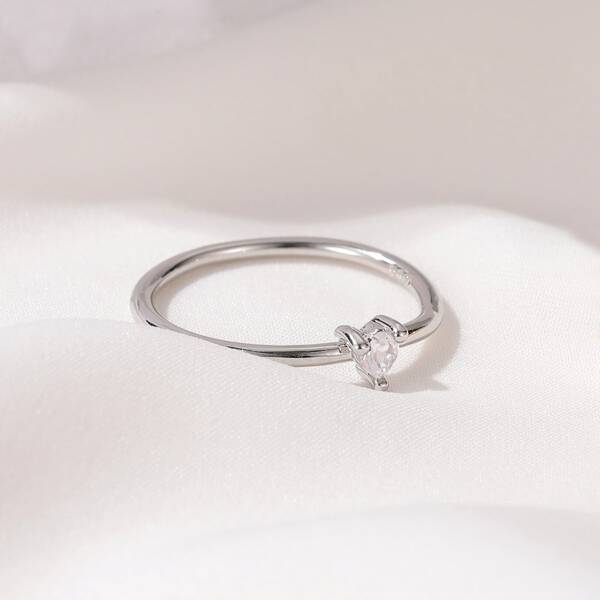 

Rhinestone Detail Ring, Silver