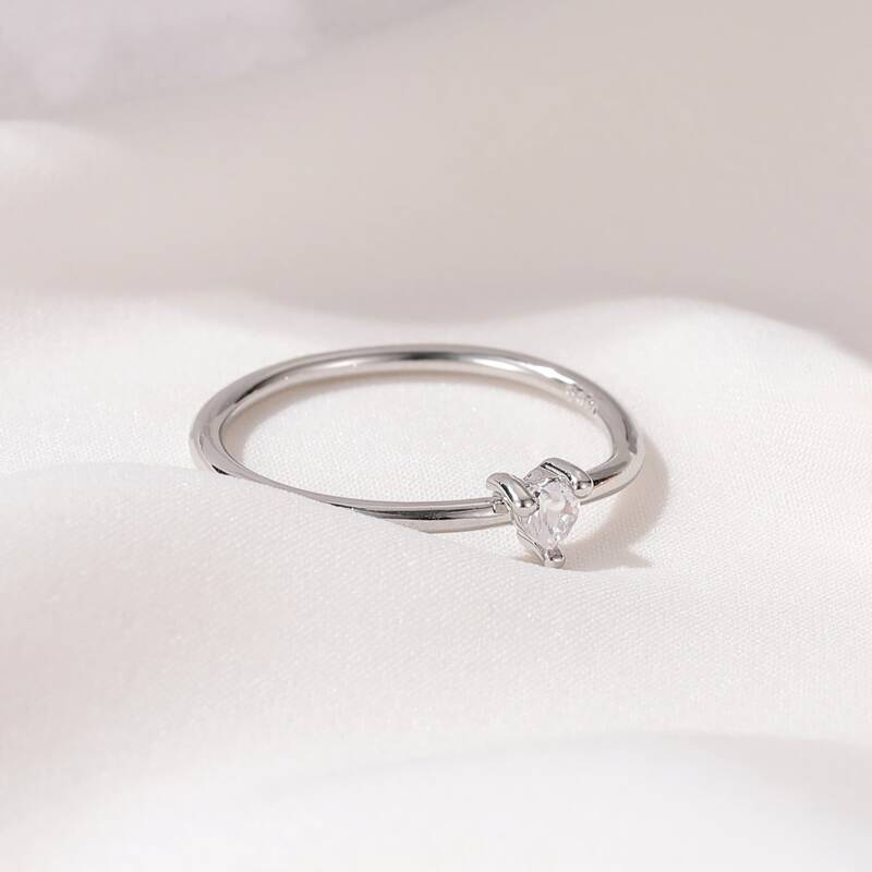 

Rhinestone Detail Ring, Silver