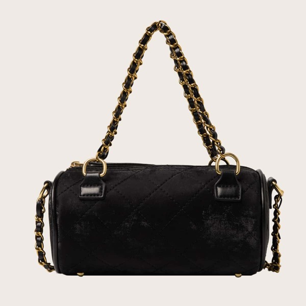 

Quilted Barrel Bag, Black