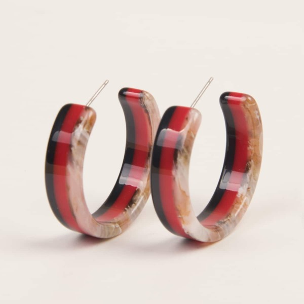 

Color Block Hoop Earrings, Multicolor