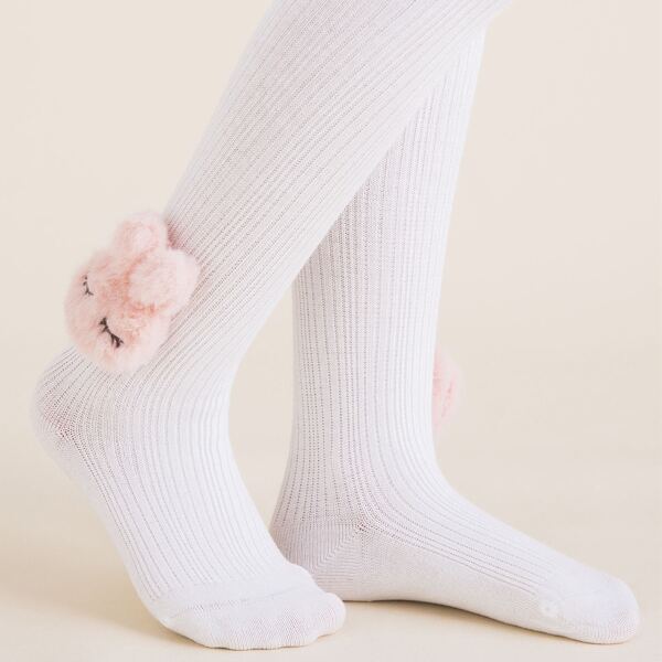 

Toddler Girls Cartoon Rabbit Decor Tights, White