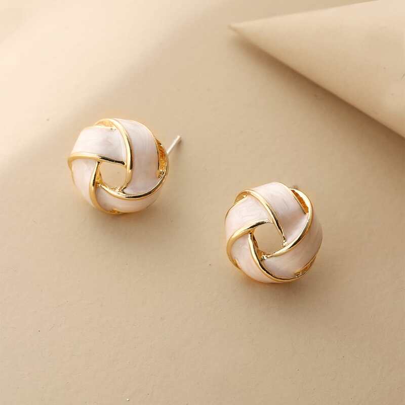 

Twist Stud Earrings, White