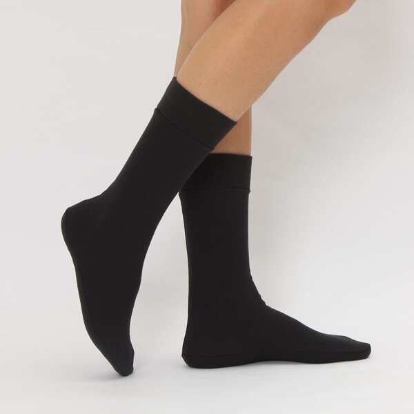 

Plain Warm Crew Socks, Black