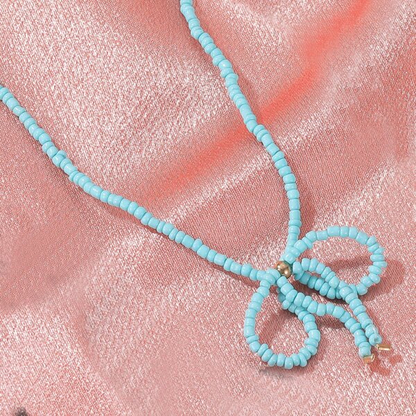 

Bow Detail Beaded Necklace, Blue