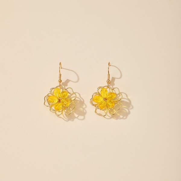 

Flower Drop Earrings, Gold