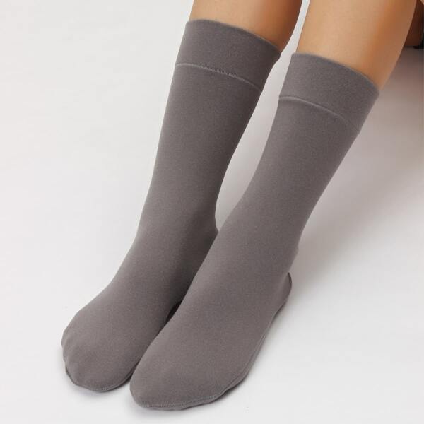 

Plain Warm Crew Socks, Grey