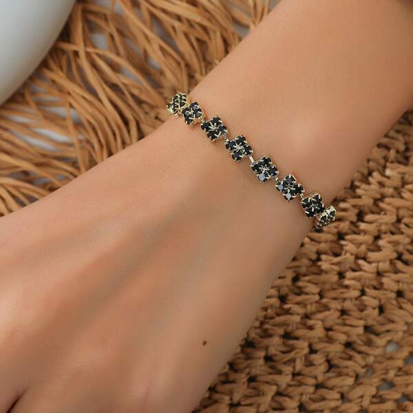 

Rhinestone Decor Bracelet, Black