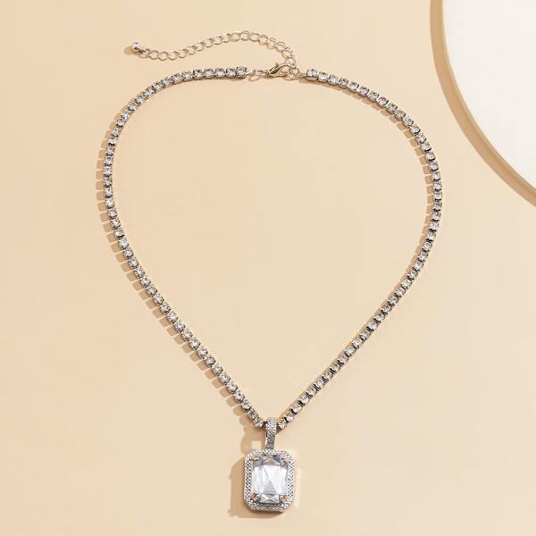 

Gemstone Decor Necklace, Silver