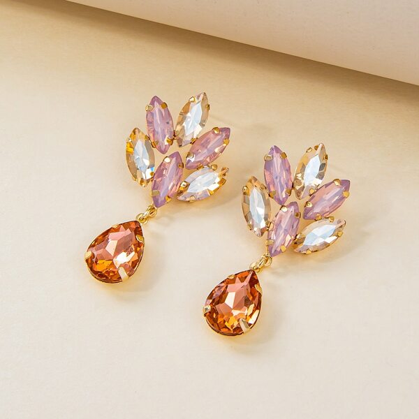 

Rhinestone Water Drop Earrings, Champagne