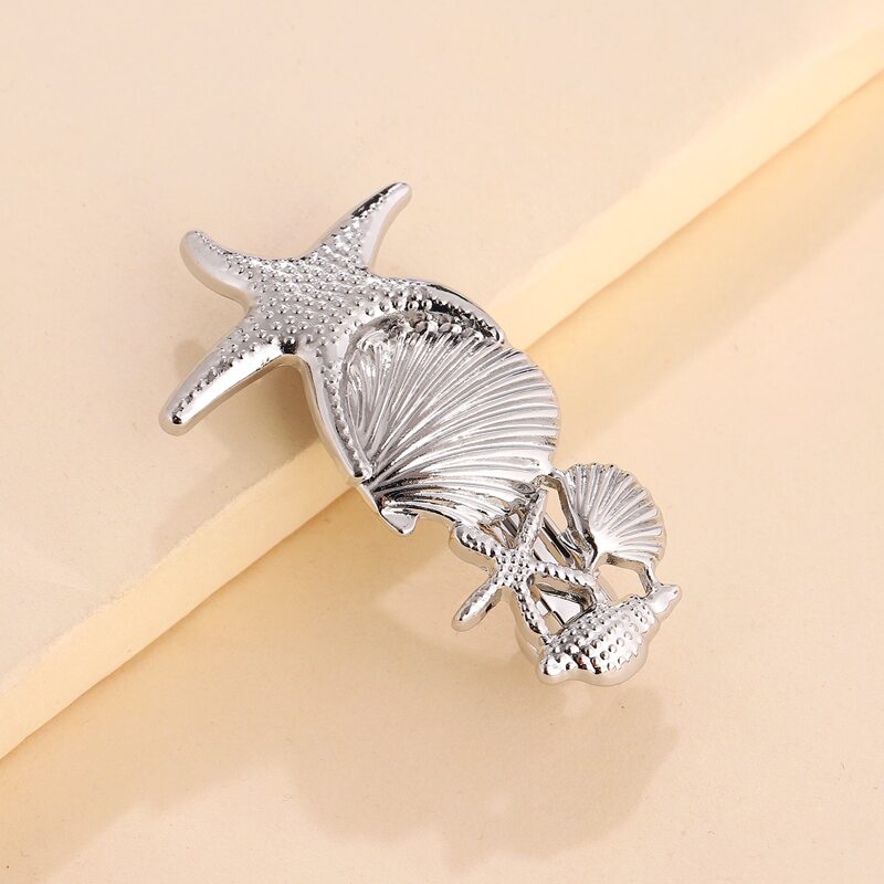 

Shell & Starfish Decor Hair Clip, Silver