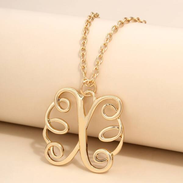 

Abstract Letter Charm Necklace, Gold