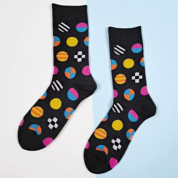 

Geo Print Crew Socks, Multicolor