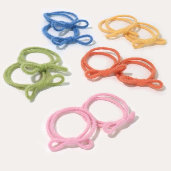 

10pcs Toddler Girls Bow Knot Decor Hair Tie, Multicolor