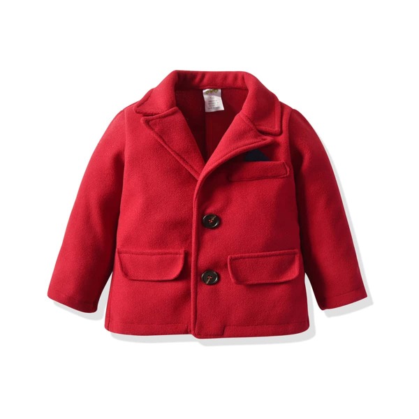 

Toddler Boys Button Front Solid Overcoat, Red